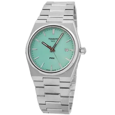 New Tissot PRX Light Green 40MM Quartz Stainless Bracelet Watch T1374101109101 • $325
