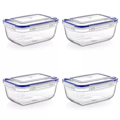 4 X Airtight Food Storage Containers- Set-Seal Lock With Lids+BPA Free • £9.49