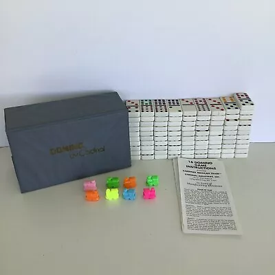 Vintage Cardinal 91 Double Twelve 12 Dominoes Color Dot Gray Case Mexican Train • $39.99