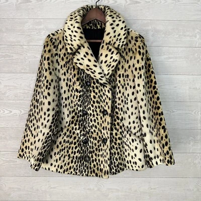$69.99 • Buy Vintage Iconic Cheetah Print Safari Sportowne Coat FAUX FUR 46” Bust READ