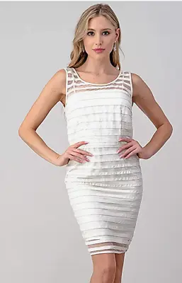 Minuet Womens Vegan Leather Striped Fitted Dress • $24.99