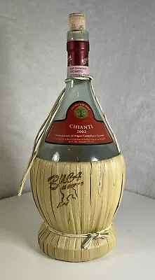 Italian Wine Decanter 2002 Wicker Basket Glass Chianti Bottle Empty With Cork • $14.87