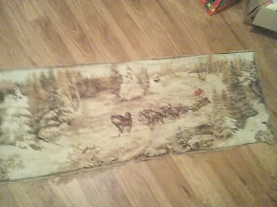 Vintage Wall Hanging Rug Tapestry Dogs Pulling Sleigh Eskimo • $37.99