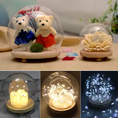 £9.95 • Buy Wooden Base Small/Large Display Glass Cloche Bell Jar Dome Ball Home Decorations