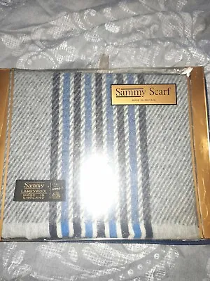 New Vintage Boxed SAMMY Blue Stripe Lambswool Scarf  • £14.99