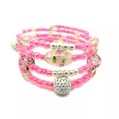 Memory Wire Bracelet Jewellery Making Kit Pink With Instructions K0013L • £5.19