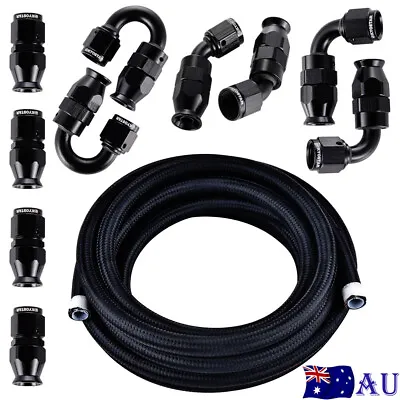 8AN E85 Stainless Steel Braided PTFE Fuel Line Hose Swivel Fittings Kit 20FT 6M • $137.99
