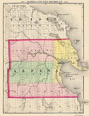 Alpena County Michigan - Walling 1873 - 23 X 30 • $36.95