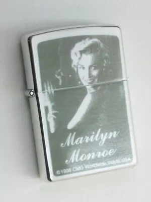 Vintage Zippo 1998 Marilyn Monroe Portrait Design Silver Finish Oil Lighter • $116