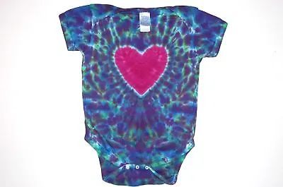 Baby TIE DYE Green Heart Infant Creeper Hippie NB 6 12 18 24 Month Love Art Gift • $37.61