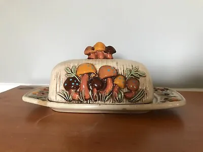 $50 • Buy Vintage Cottagecore Arnels Ceramic Mushroom Butter Dish In Great Condition