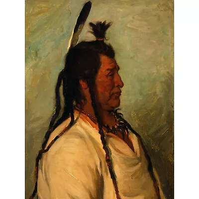 Sharp Big Brave Blackfeet Native American Painting Large Canvas Art Print • £18.99
