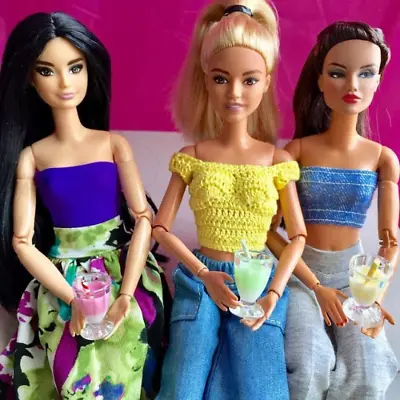 5 Pcs Set Barbie 1:6 Dollhouse Miniature Smoothie Juice Milkshake With Straw • $5.99