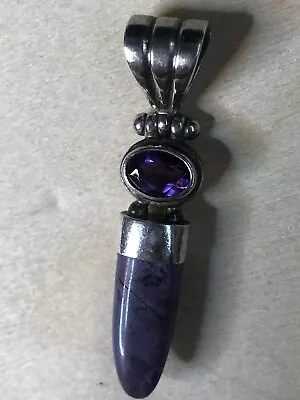 Stunning Sugilite Pendant With Amethyst In Sterling Silver • $20