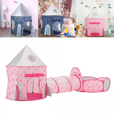 3 In 1 Kids Play Tent Baby Crawl Tunnel Ball Pit Children Cubby Playhouse Pop Up • £8.95