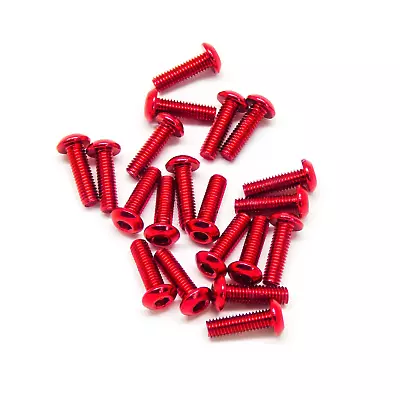 20pcs M3x10mm Button Head Screws Anodized 6063 Aluminum Hex Socket (Red) • $7.49