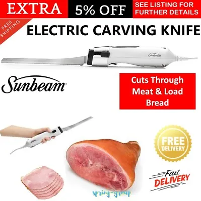 Sunbeam Electric Knife Stainless Steel Meat Bread Carving 2 Blades Multi Purpose • $86.70