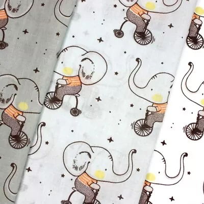 £2.90 • Buy Polycotton Fabric Storybook Cartoon Elephant On Push Bike
