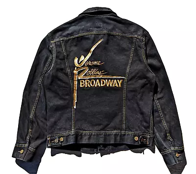 VTG Mens Lee Riders 80s 90s Denim Jacket S 38 Jerome Robbins Broadway Crew Black • $30