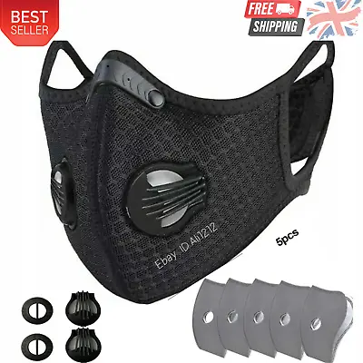 Face Mask Washable Reusable Anti Pollution PM2.5 One/two Air Vent With Filter UK • £3.49