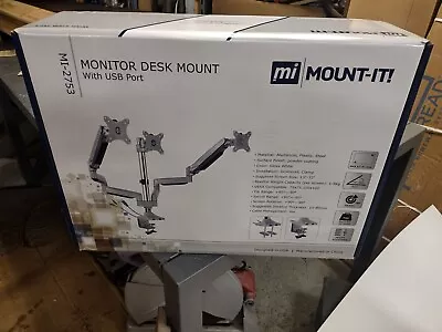 Mount-It! MI-2753 Triple Monitor Mount With USB Port • $100