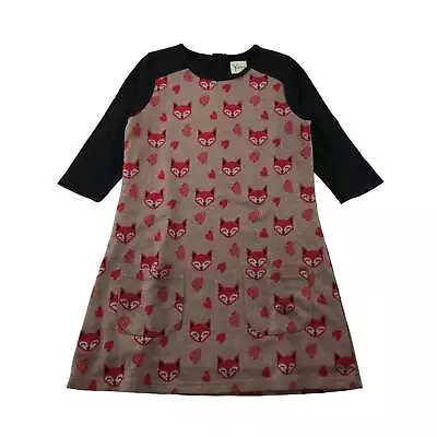 Yumi Dress Age 11 Brown Fox And Love Heart Print Design • £5