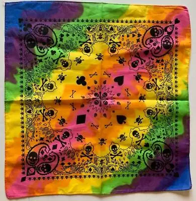 $6.44 • Buy Tie Dye Rainbow Pirate Playing Cards Multi Color Cotton Bandana 22x22  Bandanna