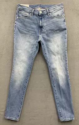 H&M  Denim Jeans Men's Size 34/32 Blue Skinny Coupe Moulante Factory Distressed • $17.95