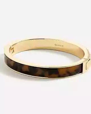 J Crew Tortoise And Gold Tone Side Hinge Bracelet New With Tags Canvas Gift Bag • $25.98