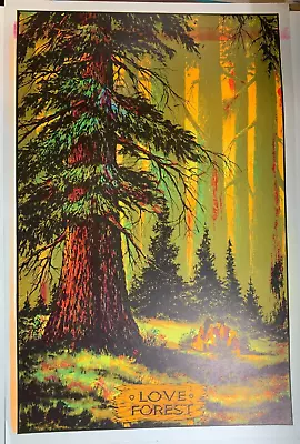 LOVE FOREST VINTAGE 1970's HIPPIE BLACKLIGHT POSTER By STAR CITY -NICE! • $74.95