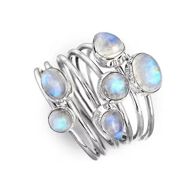 Handmade 925 Sterling Silver Pear Rainbow Moonstone Gemstone Ring For Women • $10.40