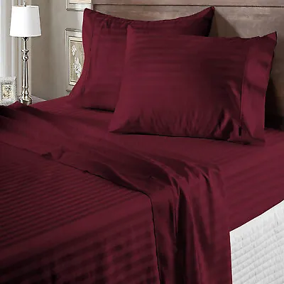 100% Cotton 1000TC Marvelous Bedding US Sizes Choose Item Wine Stripes • $75.99