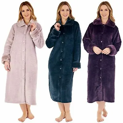 $116.59 • Buy Slenderella Dressing Gown Fur Collar Embossed 46  Button Through S-XXXL Uk Sizes