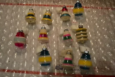 Vintage Shiny Brite Christmas Ornaments  Atomic Tornado Bell. Mice Stripe • $28