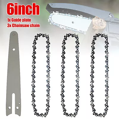 3x6 Inch Chainsaw Saw Chain Blade 1 Plate Tool For Cordless Electric Wood Cutter • £12.25