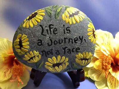 $18 • Buy OoAk HAND PAINTED RIVER Rock STONE ART,  Life Is A Journey, Spiritual Signed