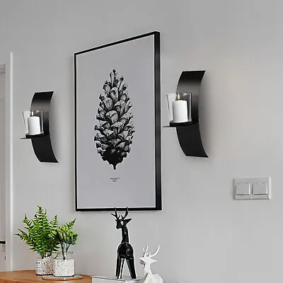 2PC Candle Holder Wall Hanging Candlestick Wall Sconce Art Metal Bracket Stand • £14.25