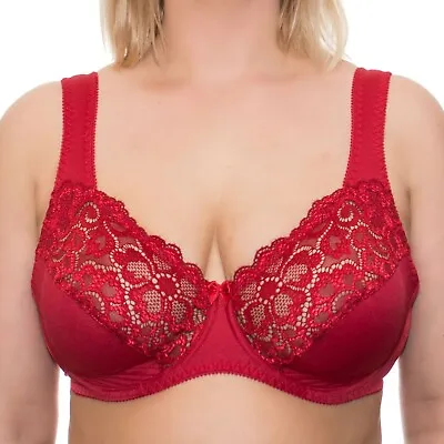 34-46c-f G H I J Red Plus Size Underwire Full Coverage Bra Wide Straps • $19.99