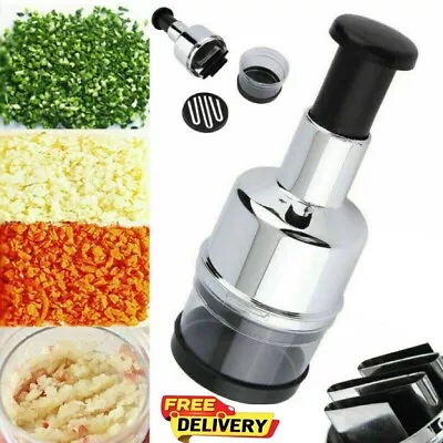 Manual Hand Press Garlic Onion Dicer Vegetable Food Chopper Cutter Processor • £6.98