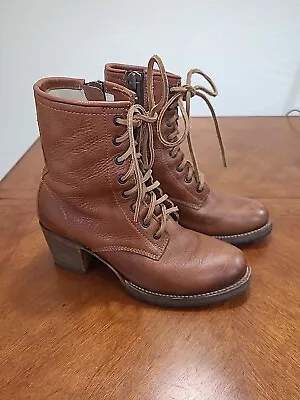 Freebird By Steven Cavalier Leather Lace-Up Moto Combat Boots Women's Size 9 • $90