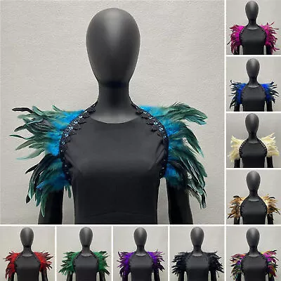 Cosplay Feather Shrug Shawl Soft Lace Cape For Stage Performance Adjustable • $12.19