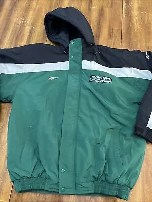 Vintage 90s Michigan State Spartans Starter Puffy Reebok Big Patch Hooded Large • $89.90