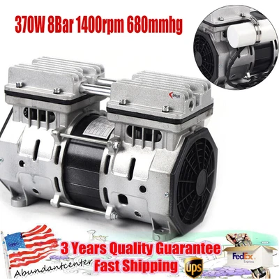 $140 • Buy Oil-free Vacuum Pump Industrial Oilless Piston Compressor W/ Silencer 370W 8bar