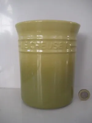 Le Creuset Stoneware Utensil Holder Pot Crock Jar France Yellow / Green Ombre • £24.99