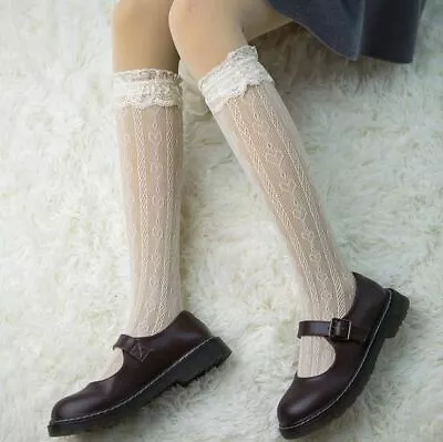 Women Girls Socks Sweet Lolita Socks Lace Ruffle White Lolita Stocking • $9.50