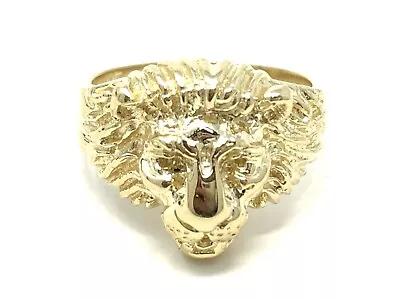 $353.99 • Buy Men's 14k Yellow Gold Solid Lion Head Ring Sizes 7-13
