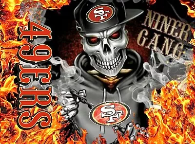 (2) San Francisco 49ers Fire Skull Waterproof Vinyl Stickers 4.5x3.5 Car Decal • $4