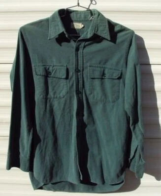 $16.95 • Buy VTG LL Bean Chamois Button Down Flannel Shirt Mens M Green Long Sleeve