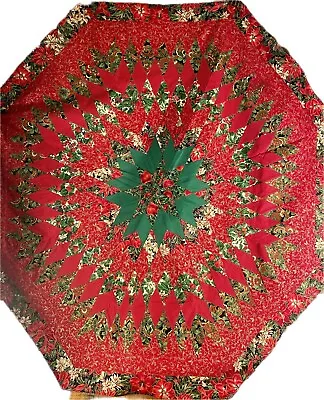 49” Vintage Christmas Tree Skirt Handmade Patchwork Floral Tropical Abstract • $87.59