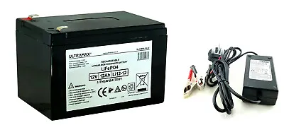 £79.61 • Buy 12v 12Ah LiFePO4 LI12-12 Ultramax Lithium Iron Phosphate Battery And Charger
